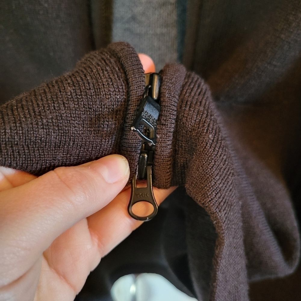 Banana Republic Brown Stretch Merino Wool Double Zip Sweater - Picture 5 of 10